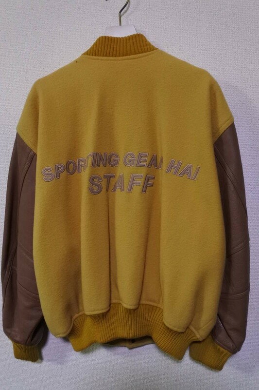 80's HAI SPORTING GEAR STAFF Varsity Jacket イッセイミヤケ ワコール 袖革スタジャン レザー size M 初期 当時物