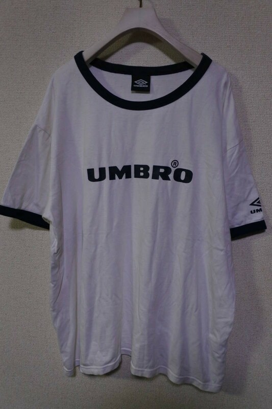 00's UMBRO Oversized Tee size O アンブロ リンガー Tシャツ ホワイト×ネイビー