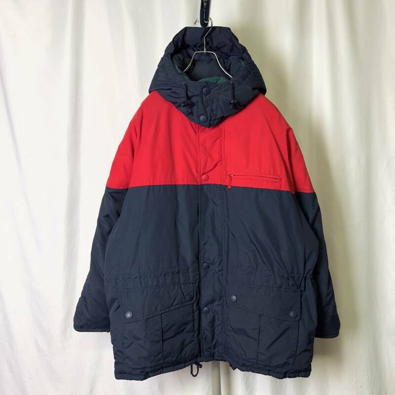 90s Eddie Bauer 3トーン ダウン ジャケット L ネイビー マウンテン コート エディーバウアー 白タグ 80s 00s 古着 オールド ビンテージ