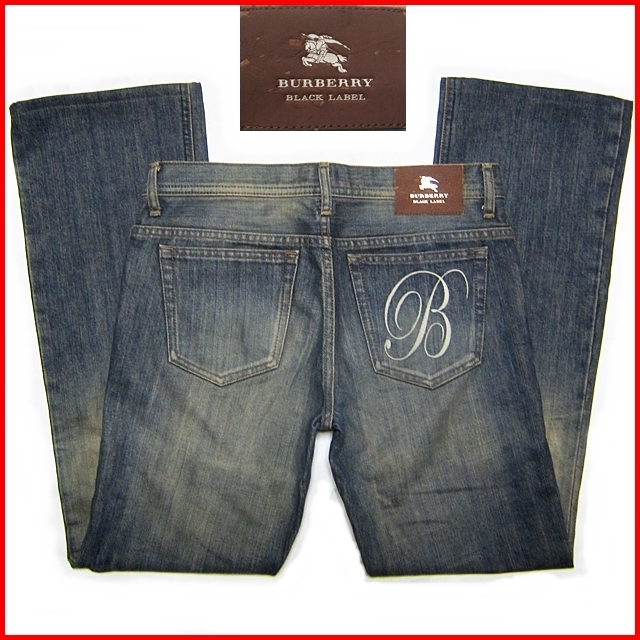 即決★BURBERRY BLACK LABEL★メンズW73≒79cm ブーツカット デニム バーバリーブラックレーベル 廃盤 希少 インディゴ ジーンズ 三陽商会