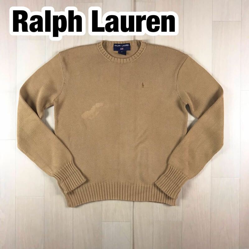 Ralph Lauren POLO SPORT ラルフローレン ポロスポーツ ニットセーター L ベージュ 刺繍ポニー