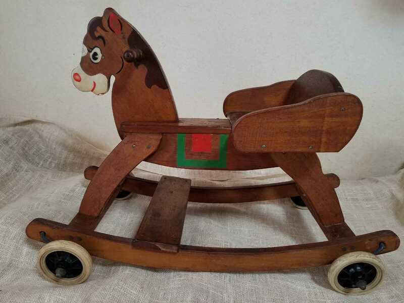 昭和　ヴィンテージ　木馬　木製　馬　ディスプレイ　オブジェ　玩具　遊具　店舗什器