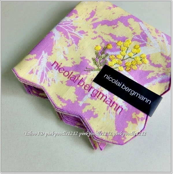 ◆ニコライ バーグマン 日本製【ワンポイント 刺繍入り】ハンカチ 未使用◆ 