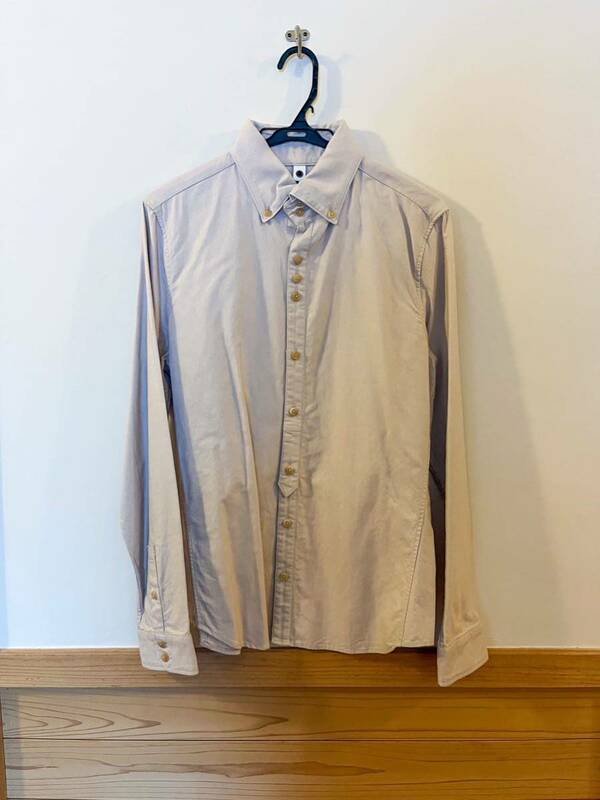 定価2.5万 美品 wjk コットンオックスフォード ボタンダウンシャツ 長袖シャツ M ホワイトタグ ベージュ SHIRTS 