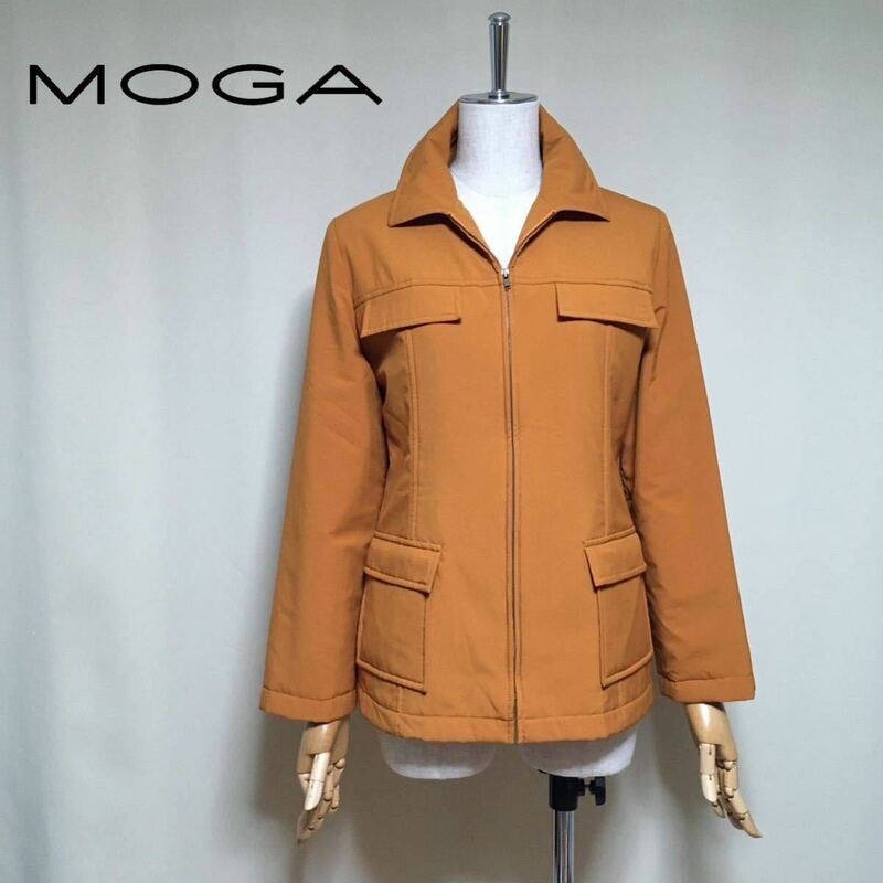 【美品】MOGA モガ 中綿 ジップアップ ジャケット ブルゾン サイズ3/L相当 オレンジ系 レディース 日本製 ビギ ライトアウター