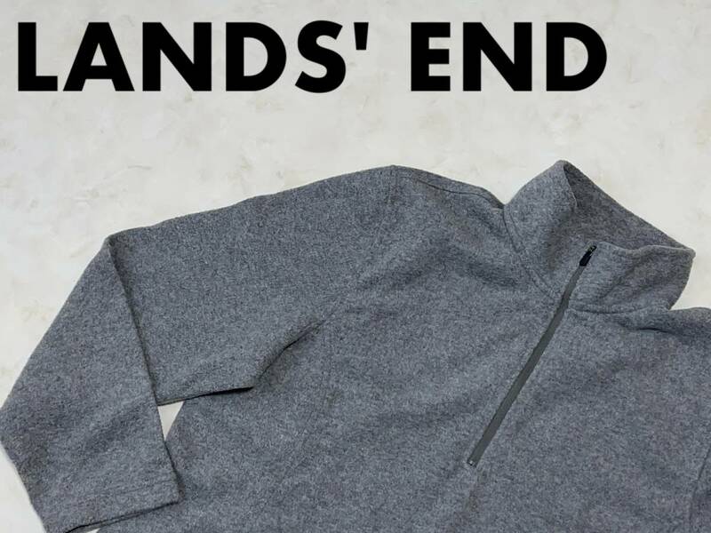 ☆送料無料☆ LANDS' END ランズエンド 古着 ハーフジップ プルオーバー フリース ボーイズ XL グレー トップス 中古 即決