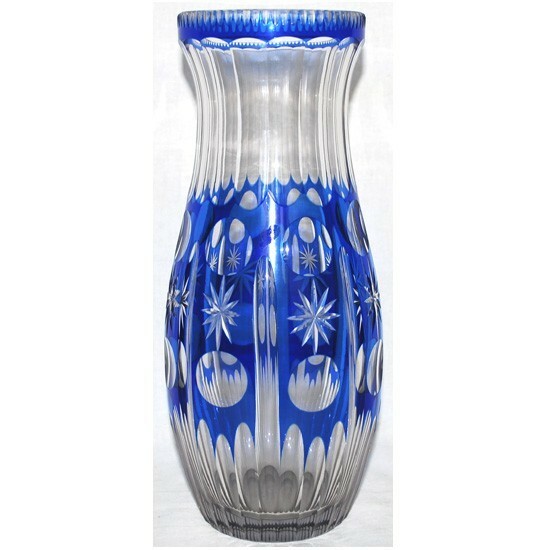 sw1316 レトロモダン！◆ 青色被切子細工 硝子花瓶 古い日本製 ◆ h : 25.7 cm