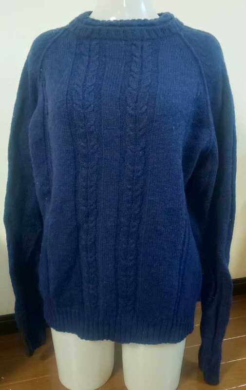 古着 定番 WooPruch THE WOMAN EST.1830 ニット セーター M ブルー Hongkong製品 韓流