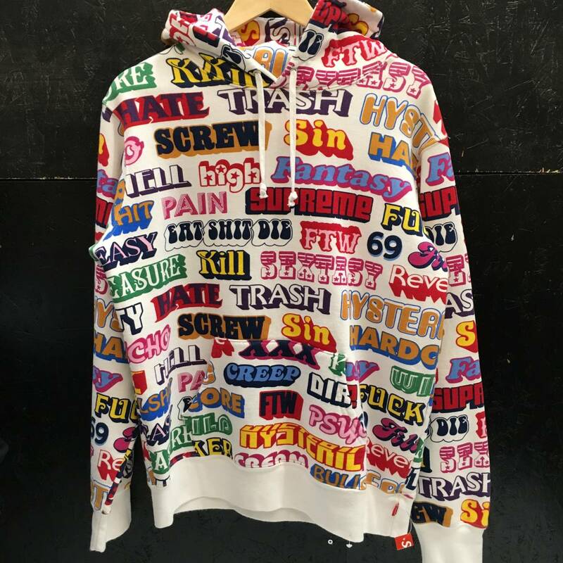 ●古3096　Supreme　シュプリーム　HYSTERIC GLAMOUR　ヒステリックグラマー　Text Hooded Sweatshirt　パーカー　Mサイズ　半タグあり