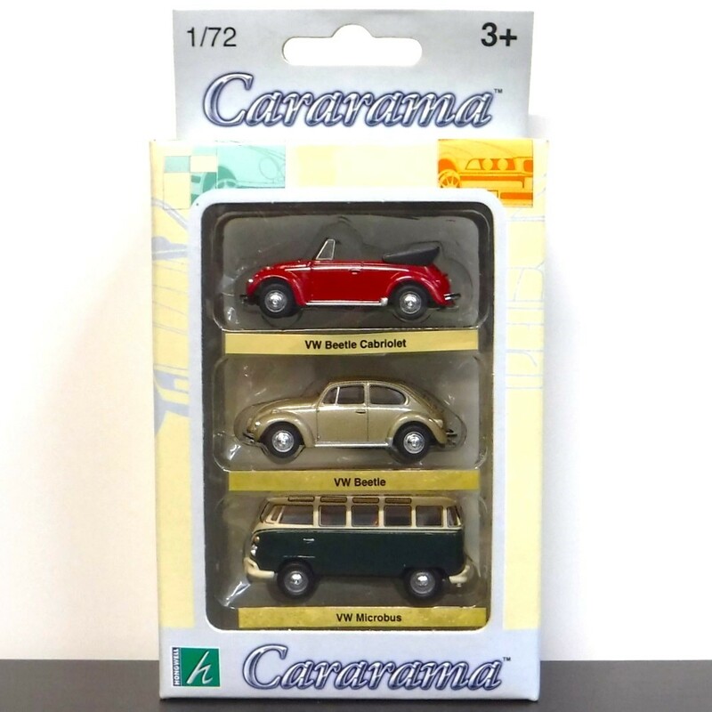 【Cararama】VW Beetle&Bus 3台set(赤/金/緑)1/72 ［0264］