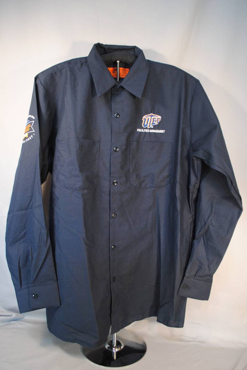 新品　アメリカ企業物デザイン　長袖　RED KAP　ワークシャツ　テキサス州立大学　UTEP　Facilities Services　ポリ65%　綿35%　L-R