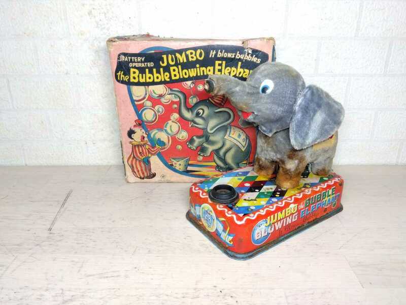 957■当時物　米澤（ヨネザワ）シャボン玉を吹く象 Jumbo The Babble Blowing Elephant　電池式　ブリキ玩具　昭和レトロ　ジャンク現状品