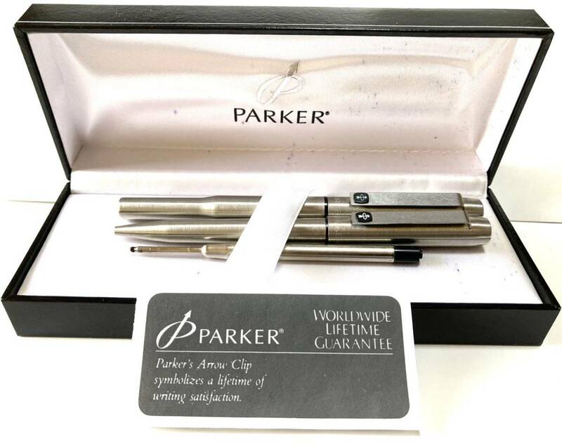 【美品】PARKER パーカー ヴィンテージ ノック式ボールペン 万年筆 セット 互換リフィル付