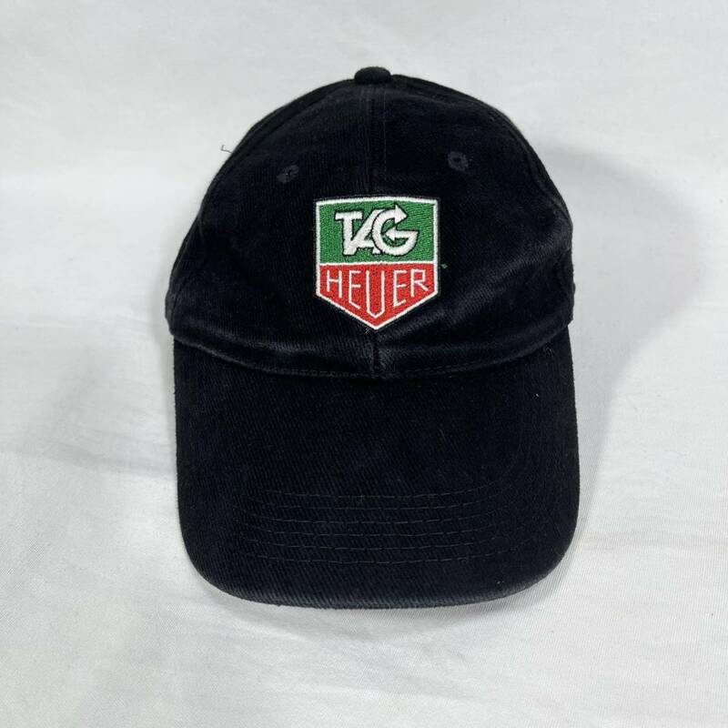 ■ 企業系 TAG HEUER 刺繍ロゴ ベースボール キャップ 帽子 CAP ブラック 古着 タグ ホイヤー 時計 スイス アメカジ ストリート ■