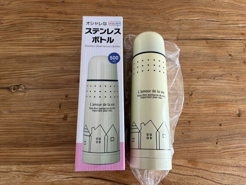 ★ 新品 ★ おうち柄 ★ ステンレスボトル ★ 500ml ★ コップ式 ★ 保冷 保温 ★ タンブラー