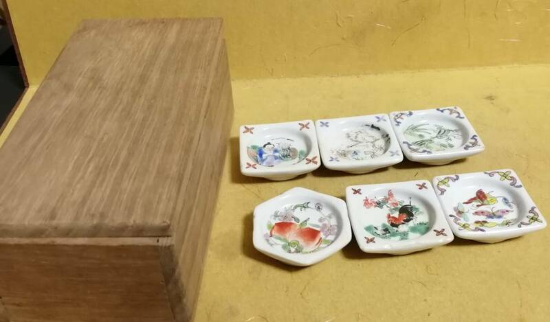中国 清時代 粉彩 6皿 大清光緖年製 盞 時代保証 本物保証 箱