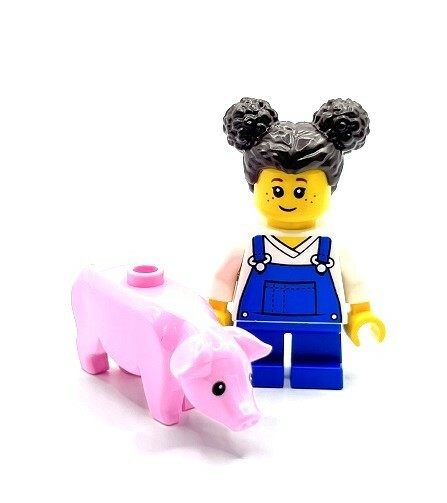 即決 新品　未使用 レゴ LEGO ミニフィグ シティ ミニフィギュア　オーバーオールの女の子　子ども　ピンクのブタ　ペット