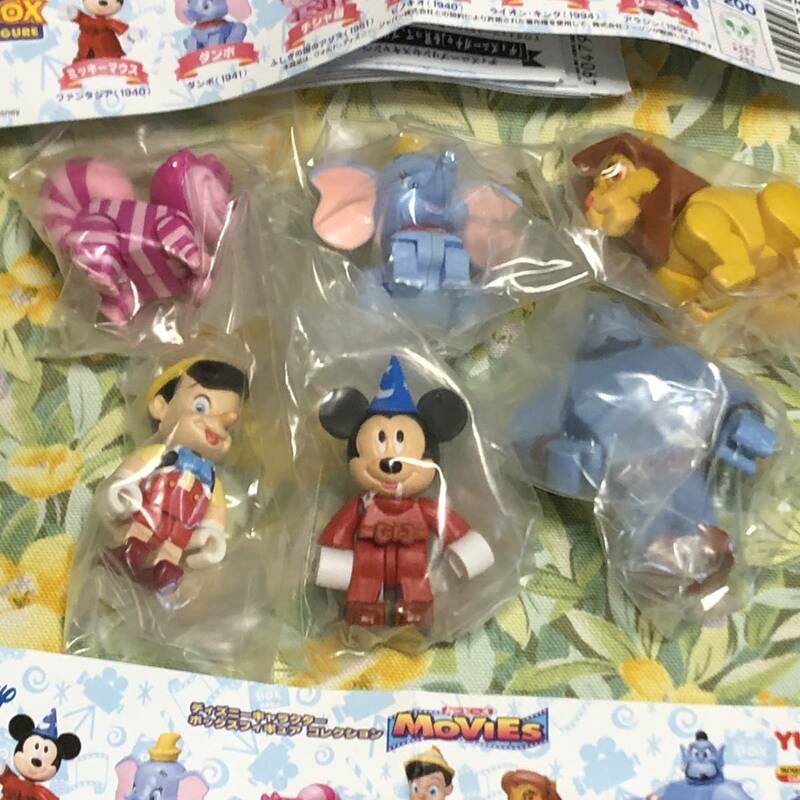 ディズニーキャラクター ボックスフィギュアコレクション MOVIES 全6種set ガチャ/DISNEY/ミッキー/ダンボ/チシャ猫/ピノキオ/シンバ/etc