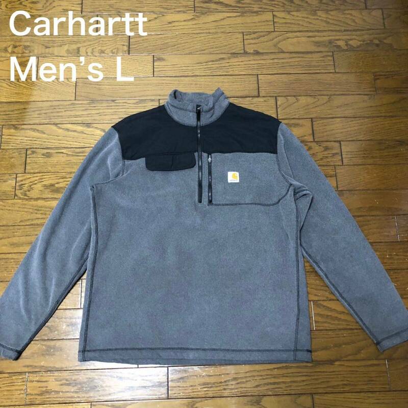 【送料無料】Carharttハーフジップナイロン切り返し長袖ジャケット　メンズLサイズ　カーハート裏起毛シャツ