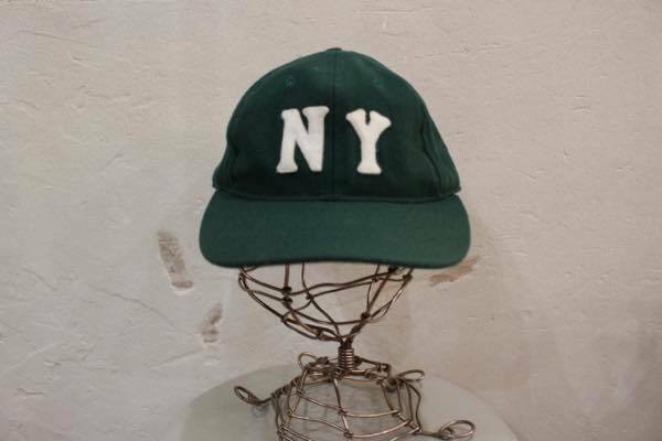●ebbets field flannels/エベッツフィールドフランネル NY/ニューヨークヤンキース 45 ベースボールキャップ CAP 帽子 グリーン●