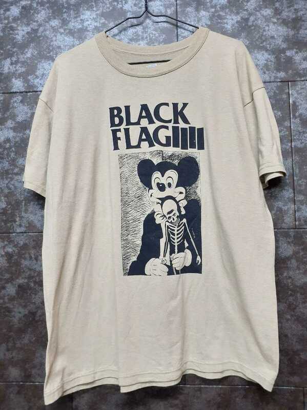アメリカン古着ハードコアパンクスタイルビンテージUS製BLACKFLAGミッキーロゴTシャツ