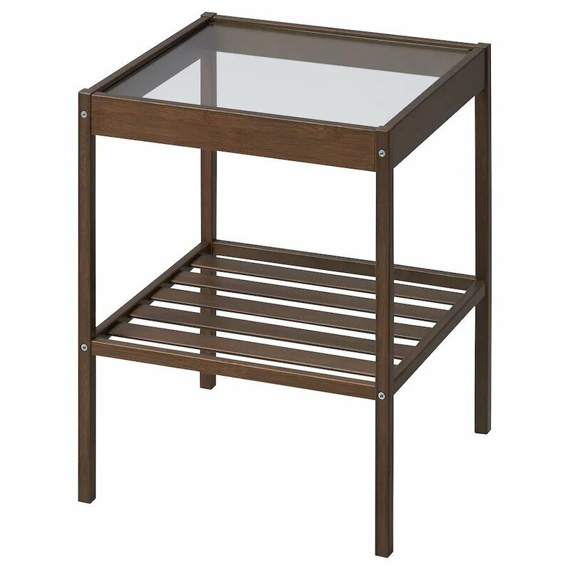 IKEA ベッドサイドテーブル, NESNA ダークブラウン 36x35 cm 送料￥750!