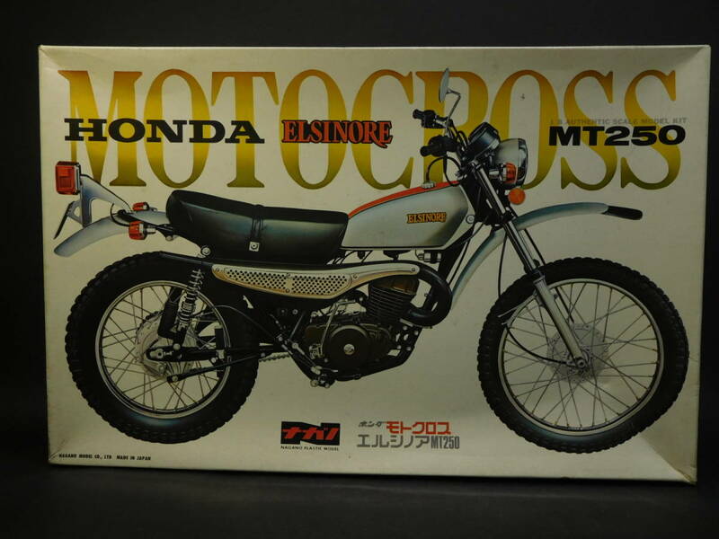 1/8 ホンダ モトクロス エルシノア MT250 HONDA オートバイシリーズ ナガノ 開封済み中古未組立プラモデル レア 絶版