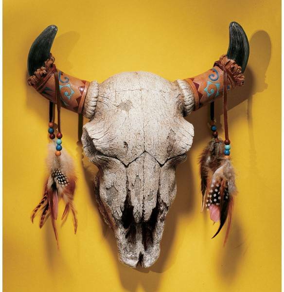 牛の頭蓋骨 スカル インディアン壁掛けオブジェインテリア雑貨置物壁飾りウォールデコ装飾品エスニック装飾骨骸骨ハンティングトロフィー