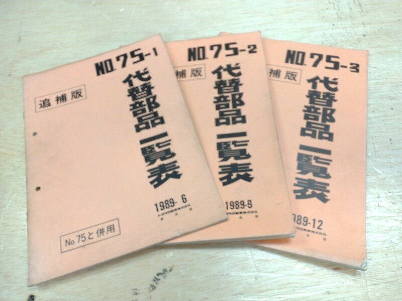 トヨタ TOYOT トヨタ 代替部品一覧表　NO.75-1 NO.75-2 NO75-3 追補版 1989 6 9 12 月 発行