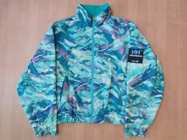 80's 90's ヘリーハンセン SEA LIFE マリン 総柄 ナイロン ジャケット XL HELLY HANSEN ブルゾン ジャンパー ヨット レース セーリング/n