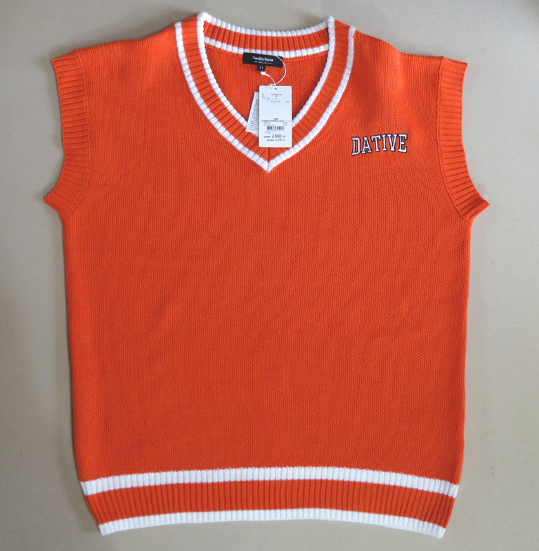 洗濯可能 袖なしセーター オレンジ色 Doublefocus ダブルフォーカス ニット ベスト