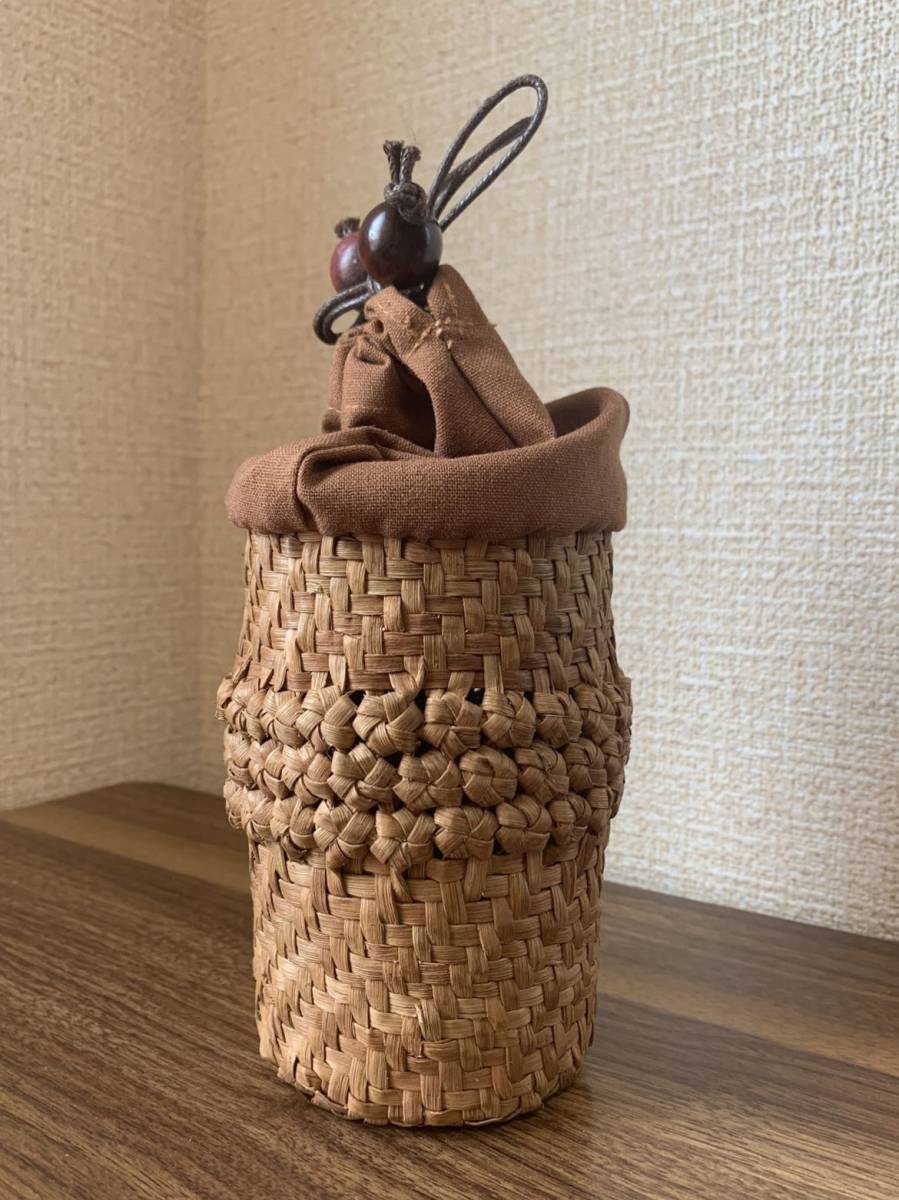 山葡萄籠バッグ　手作り　かごバッグ　網代編み、花編み　細ひご