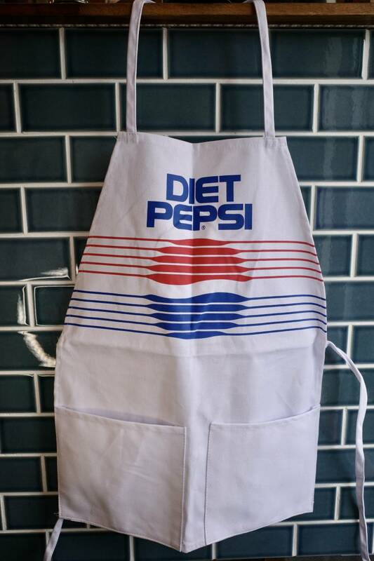 新品　DIET PEPSI ペプシ　エプロン　WHITE　キッチン　世田谷ベース　アメリカンハウス　インテリア　ロゴ　カフェ　ダイナー