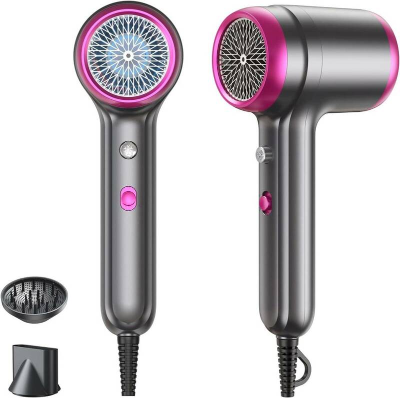 ヘアドライヤー 大風量 速乾 1300W マイナスイオン 57℃恒温冷風/熱風モード 軽量 ドライヤー 2種類ノズル付き 家庭用/ヘアサロン/旅行用