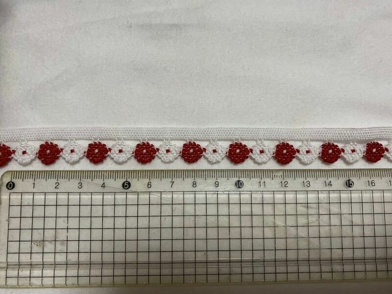 お花フラワートーションレースブレード(赤×白)2m／未使用・新品