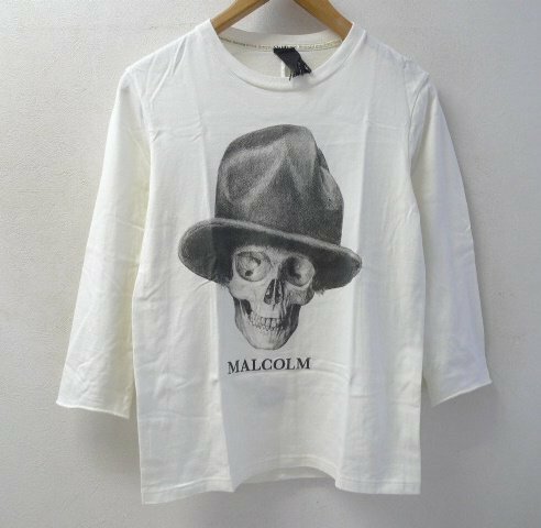◆BIAS MALCOLM バイアス スカル カットソー 　７分袖 Tシャツ 白 サイズS 美
