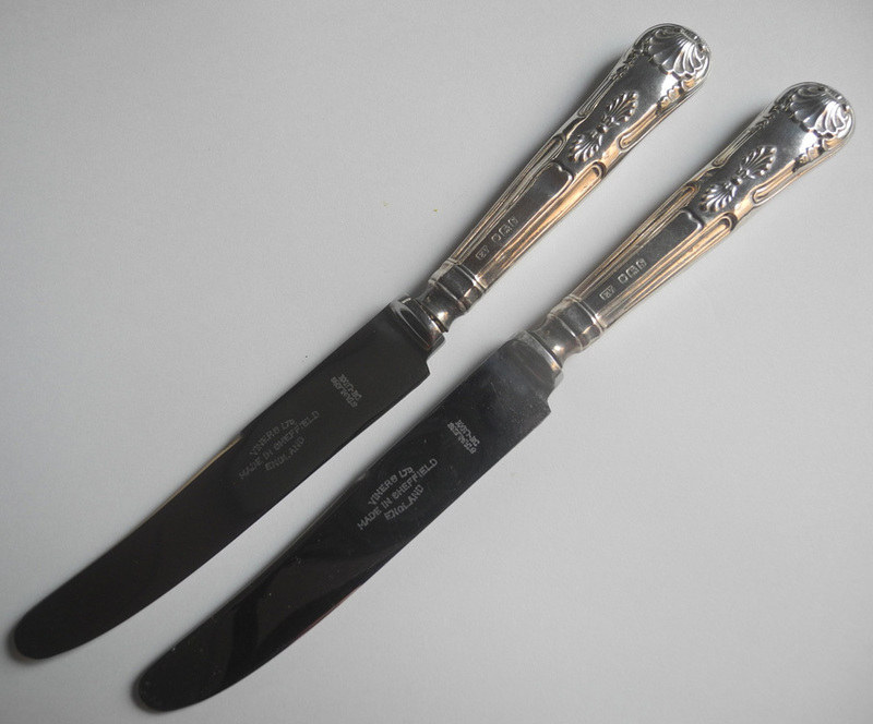 イギリス アンティーク 銀製 ナイフ 2本セット ② Sheffield 1960年 ホールマーク有り シルバー925 スターリングシルバー ビンテージ