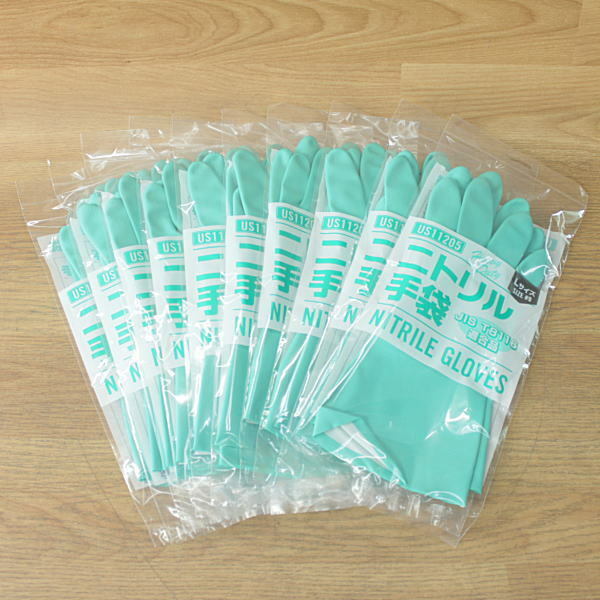 未使用)Lサイズ 10双☆川本産業 US11205 ニトリル手袋