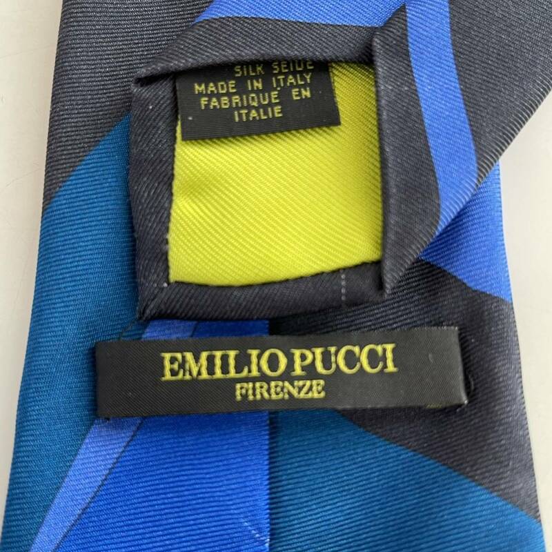 Emilio Pucci(エミリオプッチ) ダークネイビーブルー柄ネクタイ