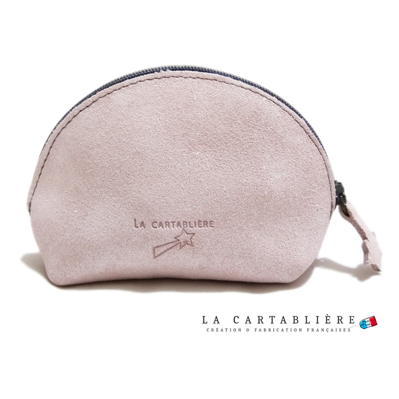 LA CARTABLIEREフランス製きらきらスエード　半円ポーチ#Mピンク★★