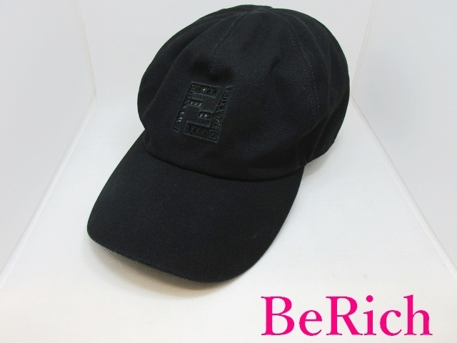 フェンディ FENDI キャップ FXQ768 黒 ブラック 綿 コットン 58cm ロゴ 帽子 小物 【中古】 bh2152