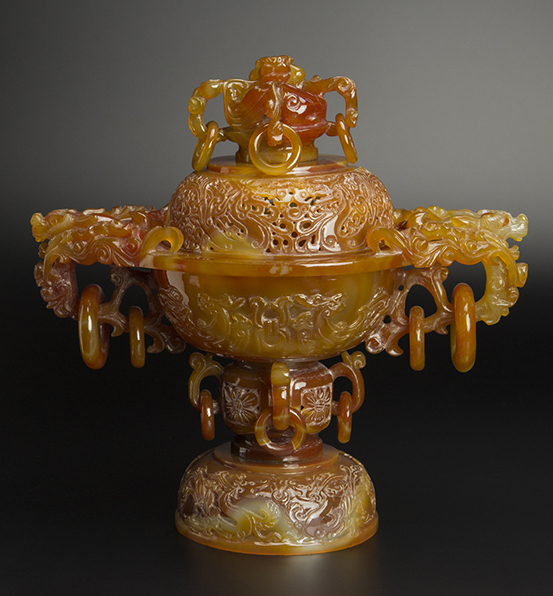 清 瑪瑙雕獅炉　清 玛瑙雕狮炉　中国 古美術