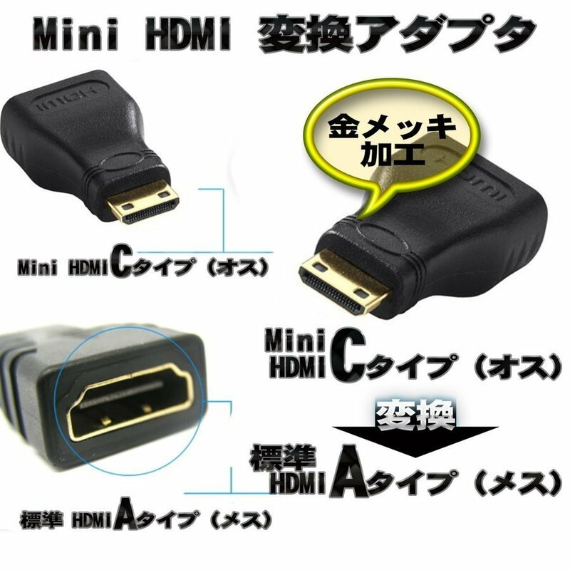 標準 HDMI （タイプA）を Mini HDMI （タイプC）に変換する アダプター