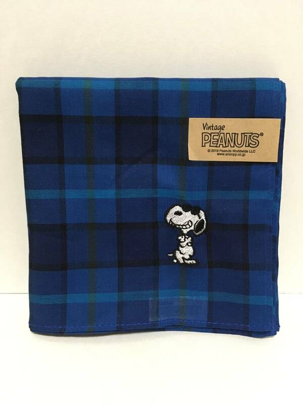 Vintage PEANUTS★スヌーピー　ハンカチ☆彡　ジョー・クール☆　ネイビー　ランチクロス　はんかち　新品　SNOOPY