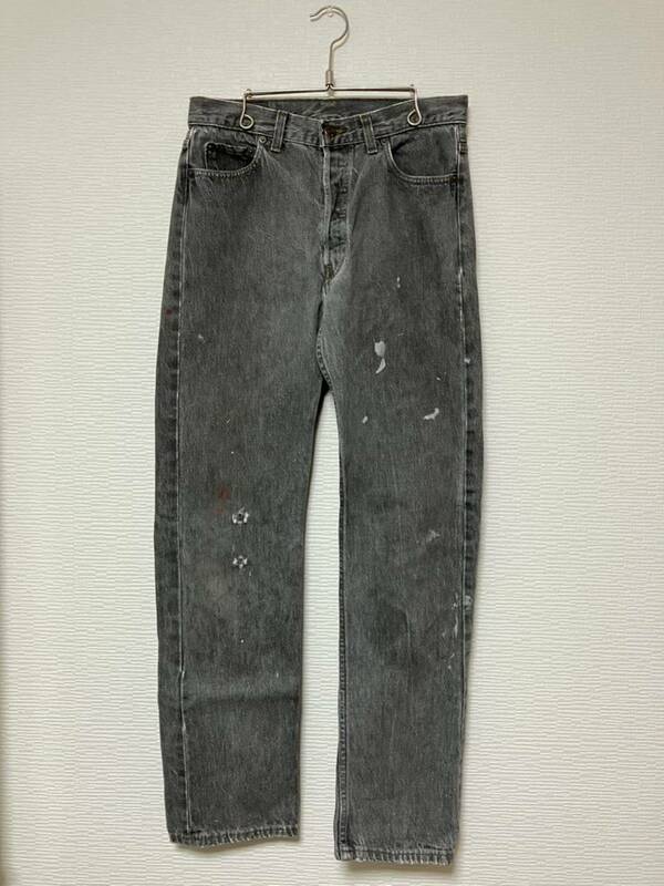 80's 90's USA製 old vintage Levi's リーバイス501 先染め ブラック デニムパンツ ジーンズ W30 オールド ビンテージ グランジ ダメージ