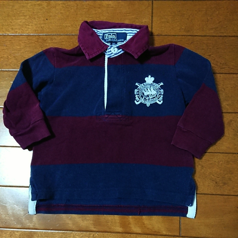 RALPH LAURENラルフローレン長袖ラガーシャツ(小豆色×紺)size80