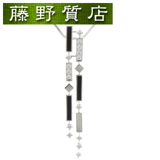 （新品仕上げ済）タサキ TASAKI 田崎 オニキスダイヤネックレス ペンダント K18 WG × オニキス × ダイヤ 0.41ct 証明書 8620