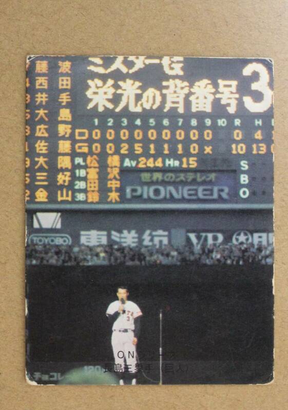 1974年度版 カルビー プロ野球カード ONシリーズ No.421「さようなら、ミスター」長島茂雄 三塁手 (巨人) 