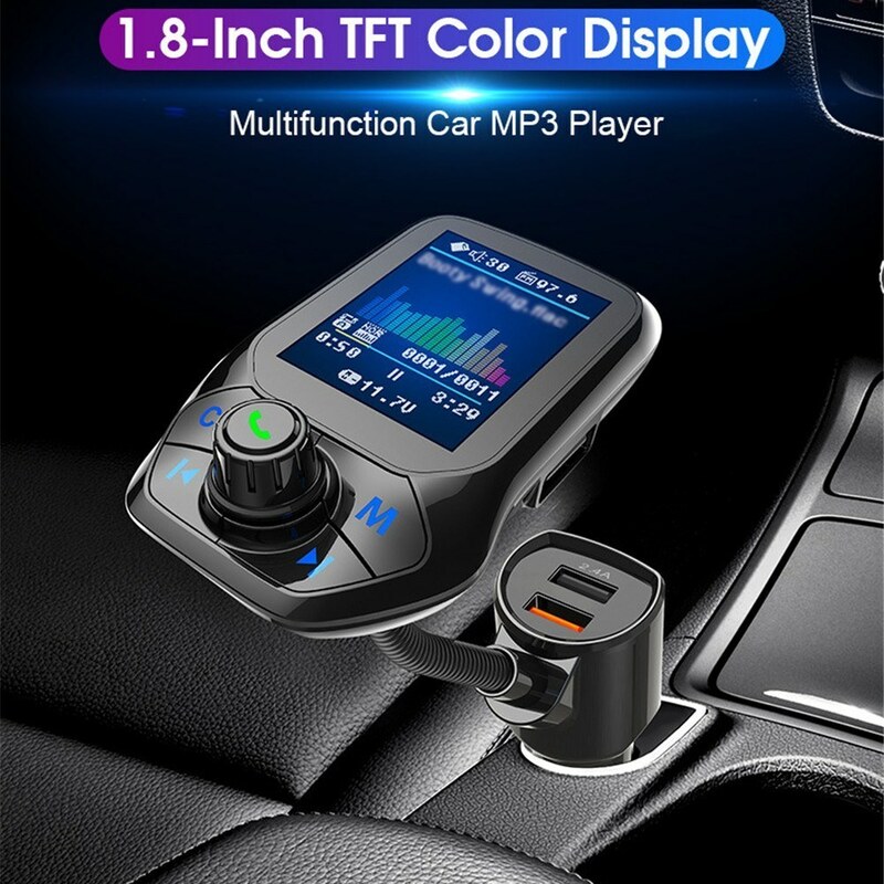 【送料無料】Bluetooth ハンズフリー通話 車載 MP3音楽プレーヤー FMトランスミッター USB充電器