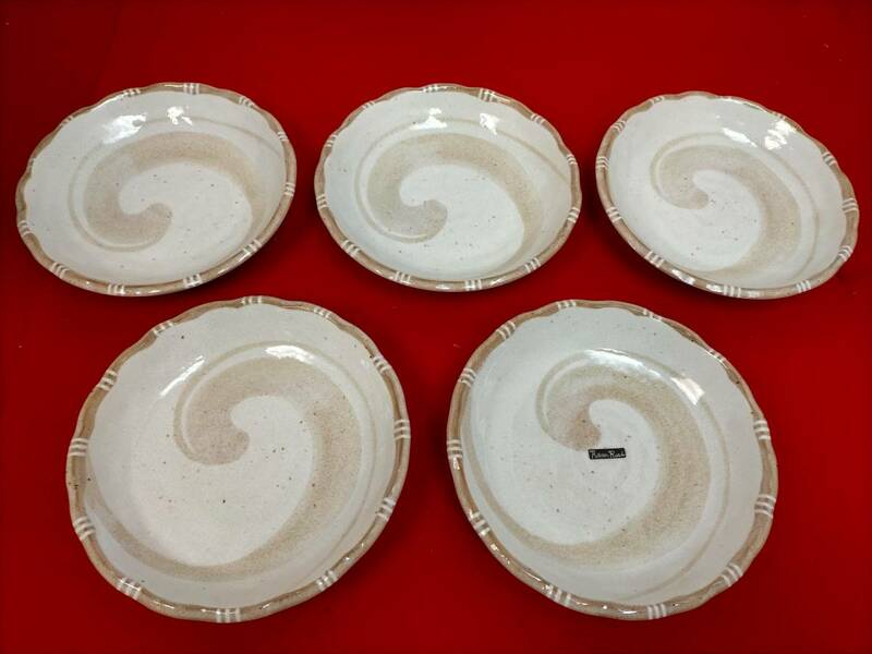 アジアンロード　カレー皿　5枚セット　三洋陶器　収納カゴ付 /